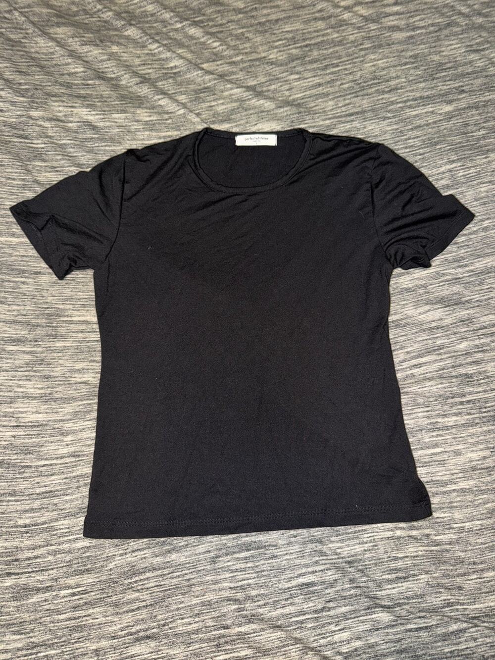 Perfect White Tee Sheryl Baby Tee Women’s L Vintage Black Recycled Cotton Crew